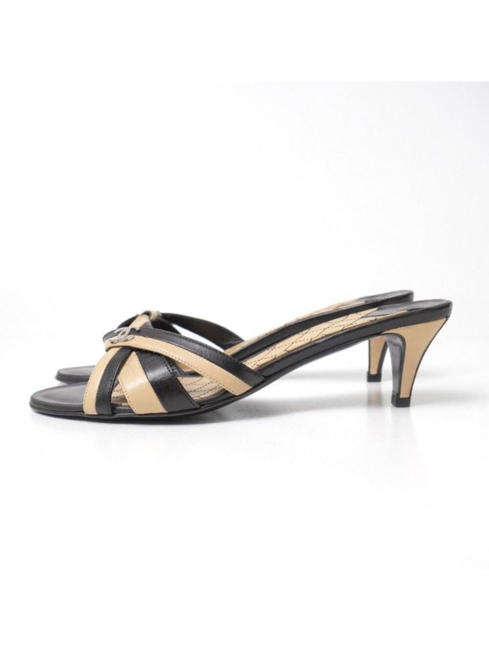 Chanel Sandals 39 CC Logo Bicolor - Picture 2 of 8